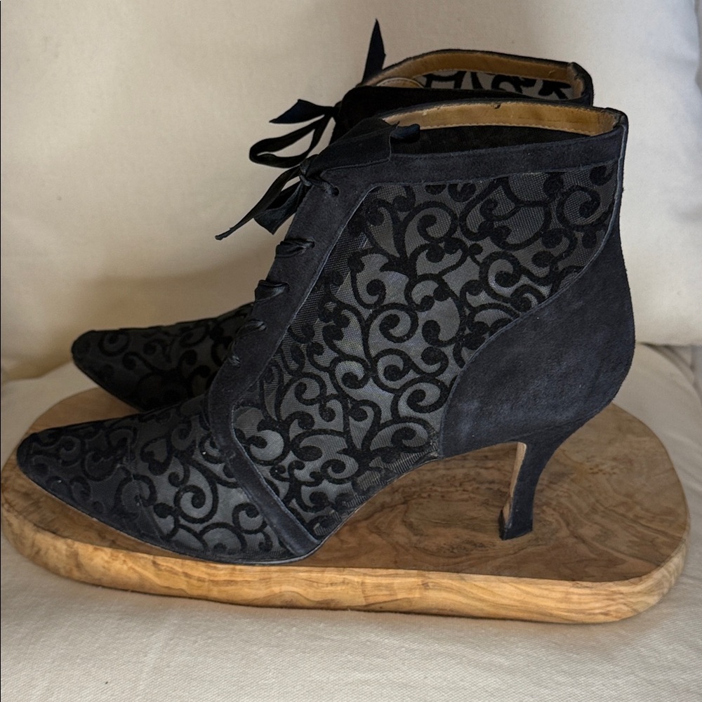 Ramon Tenza Black Patterned Ankle Booties - Picture 2 of 7